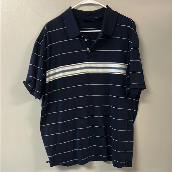 Puritan Blue and White Striped Polo Shirt - Picture 1 of 3